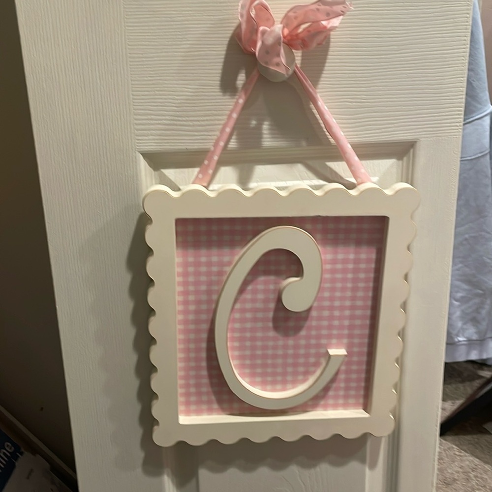 New Arrivals Letter C - Baby Girl Room Pink Gingham